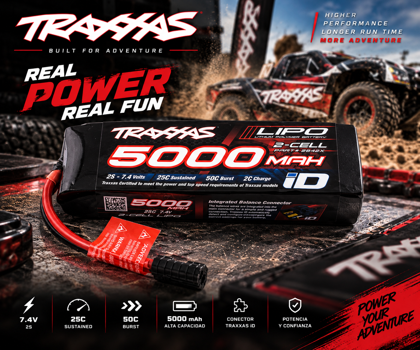 Bateria 2s LiPo 5000mAh 7.4v 2-Cell 25C